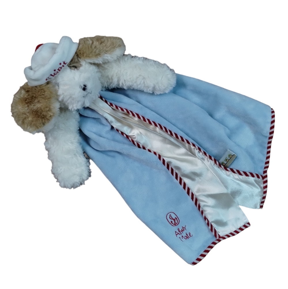 Bunnies by the Bay Skipit Puppy Dog Sailor Hat Ahoy Mate Security Blanket Lovey